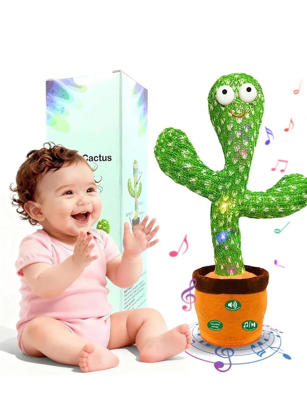 Green Talking Cactus Plush Planter